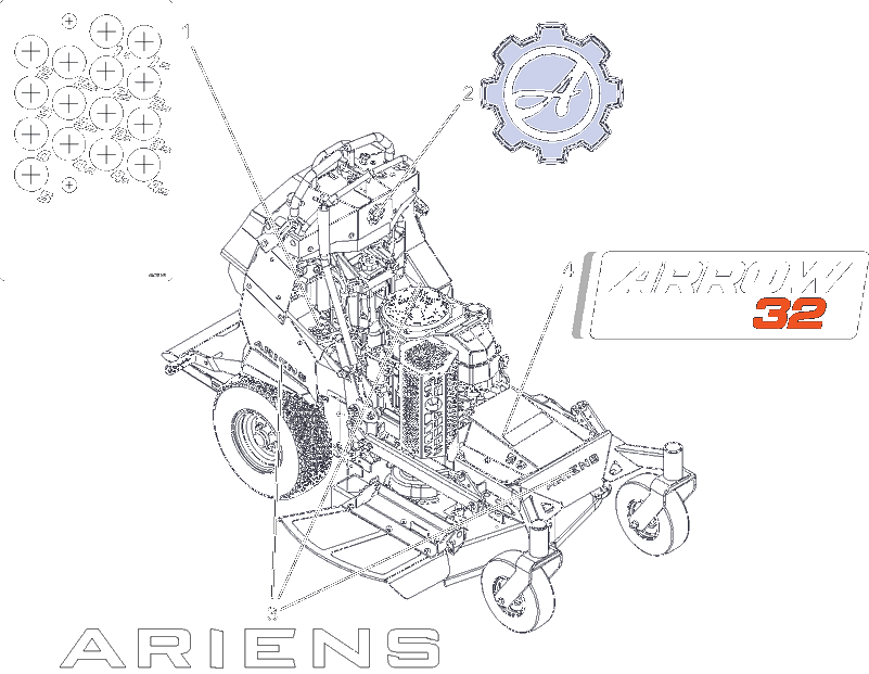 Decals - Style - 32-Inch Diagram and Parts List for 994302 000101 + Ariens Lawn Tractor Accessories