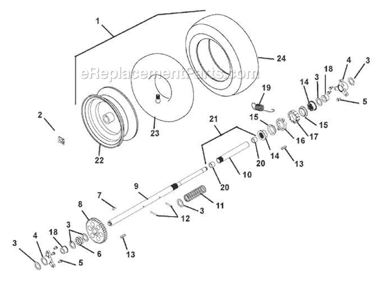 Wheels And Axles Diagram and Parts List for 926102 002381 Ariens Snow Blower