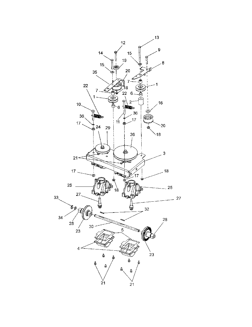 Transmission Diagram and Parts List for 91141000  Ariens Lawn Mower