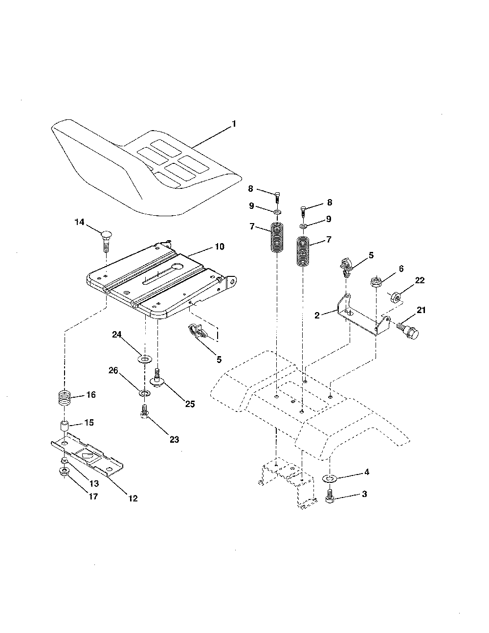 Seat Diagram and Parts List for A175BG42 96016002300 Ariens Lawn Tractor
