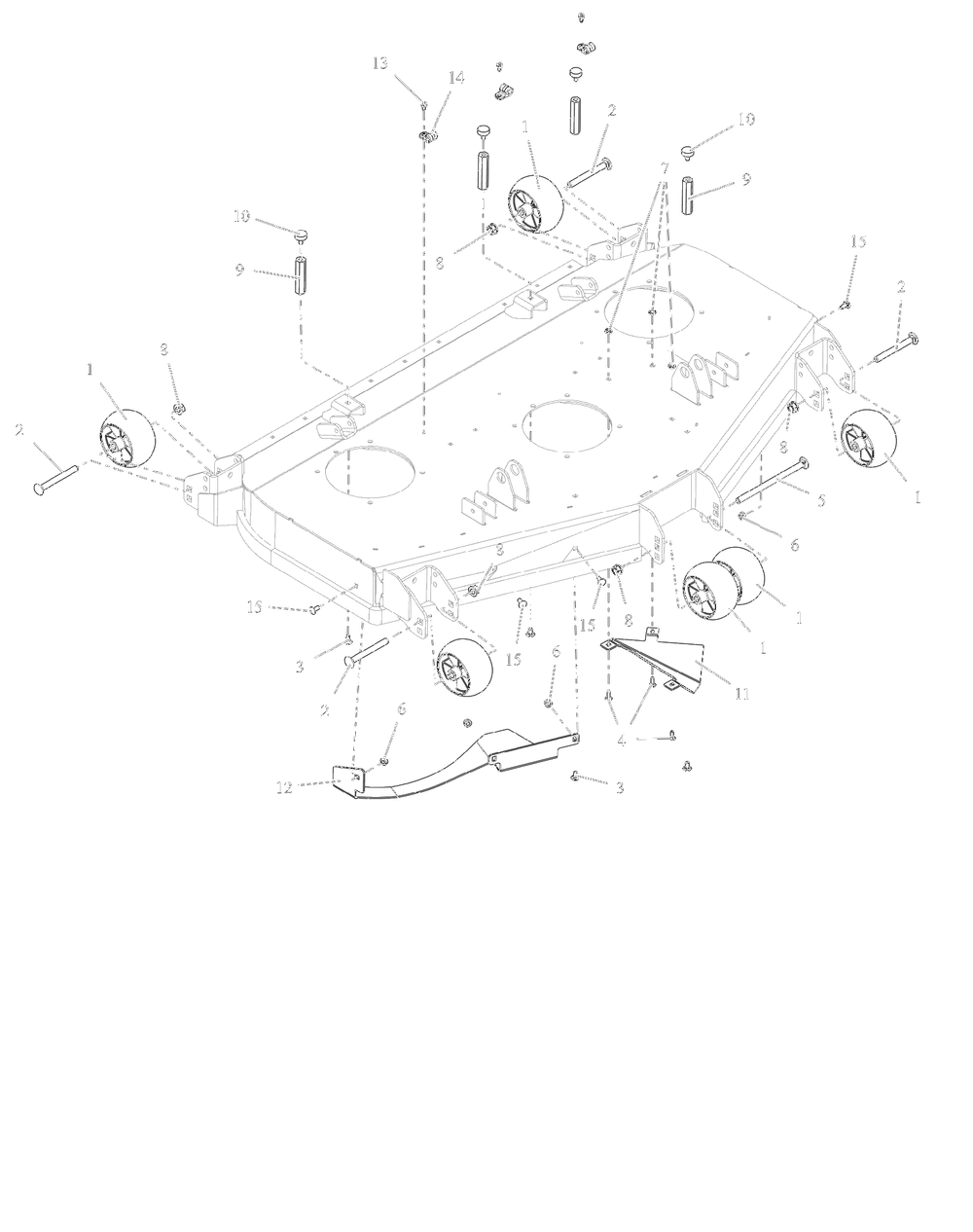 Anti-Scalp Wheels And Baffles - 52-Inch - Rd Diagram and Parts List for 997313 001500 - 001999 Ariens Lawn Tractor