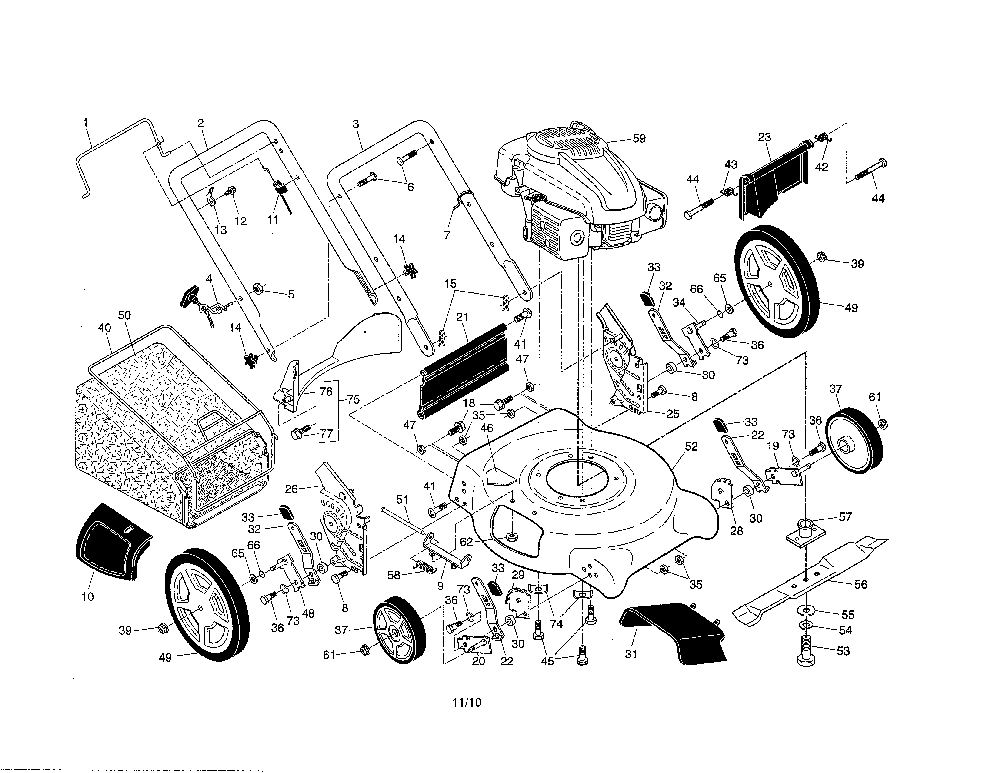 Lawn Mower Diagram and Parts List for A149K21 96136001000 Ariens Lawn Mower