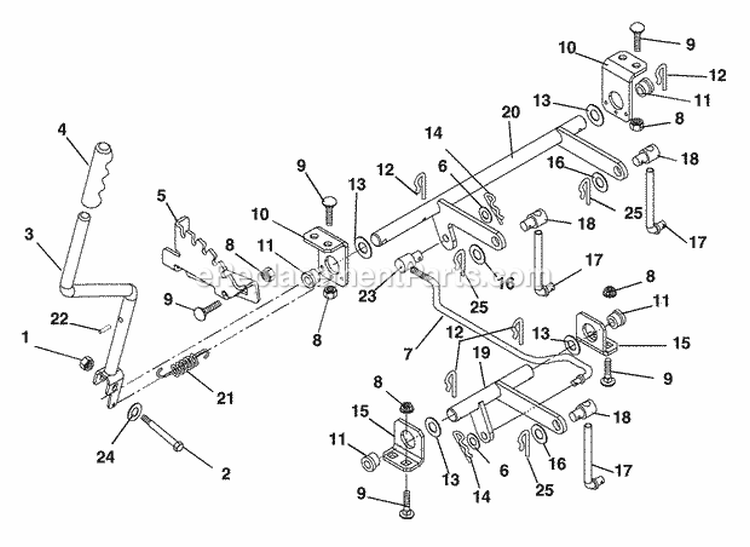 Deck Lift Diagram and Parts List for 927063 000101 Ariens Lawn Tractor