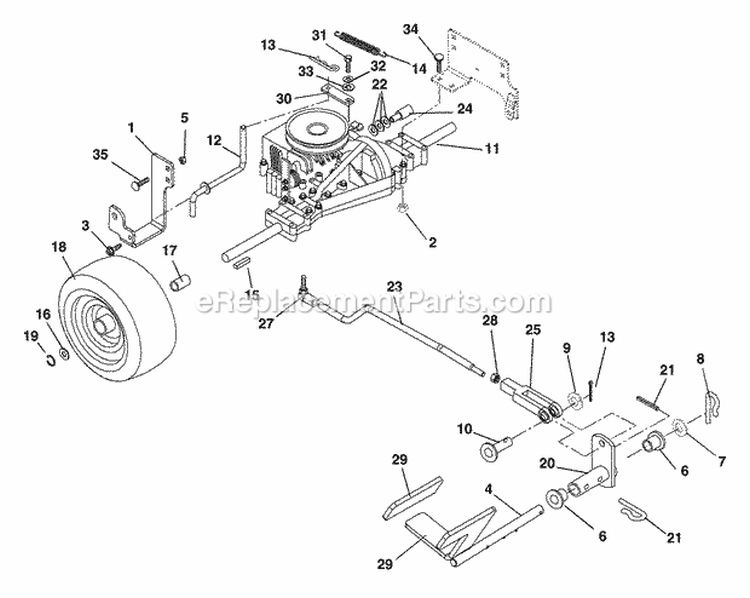 Rear Wheel And Hydro Drive Diagram and Parts List for 927063 000101 Ariens Lawn Tractor