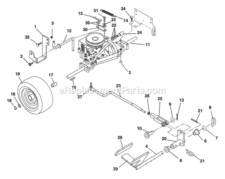 Rear Wheel And Hydro Drive Diagram and Parts List for 927061 000400 Ariens Lawn Tractor