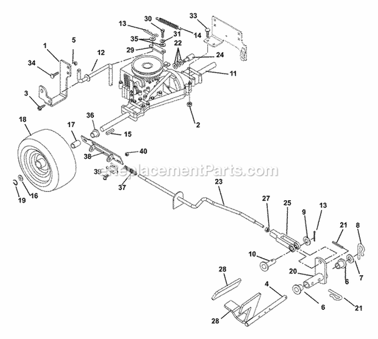 Rear Wheel And Hydro Drive Diagram and Parts List for 927067 000101 Ariens Lawn Tractor