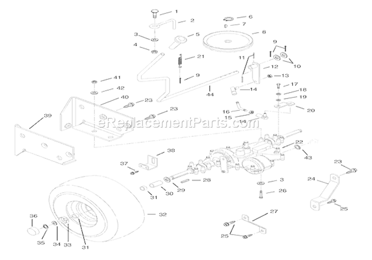 Rear Wheel & Gear Drive Diagram and Parts List for 936022 000101 Ariens Lawn Tractor