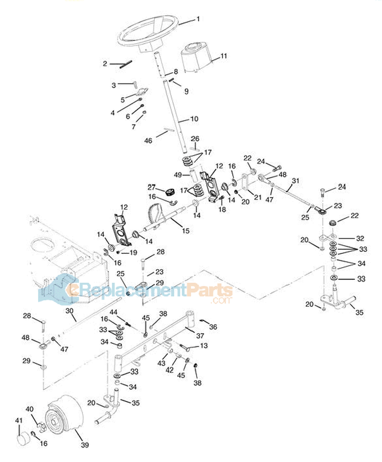 Steering Diagram and Parts List for 936024 000101 Ariens Lawn Tractor