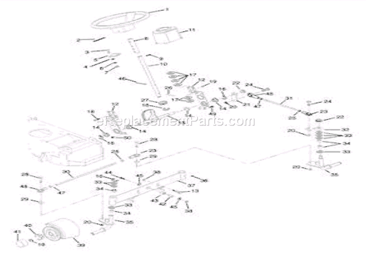 Steering Diagram and Parts List for 936027 000101 Ariens Lawn Tractor