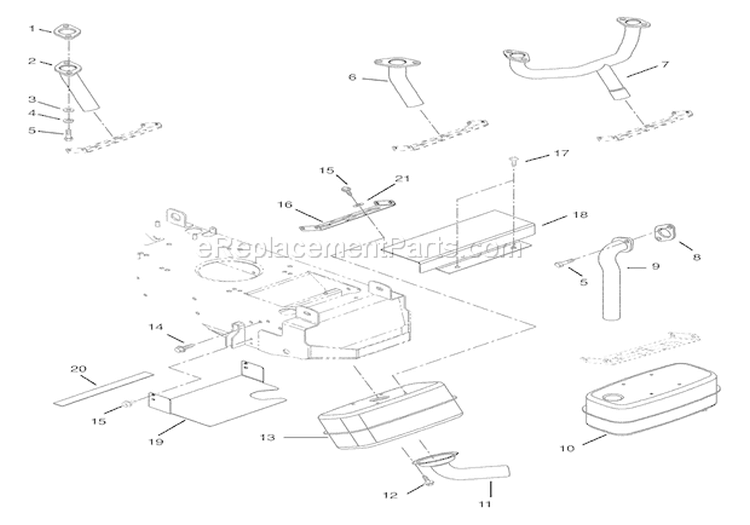 Exhaust Diagram and Parts List for 936027 000101 Ariens Lawn Tractor