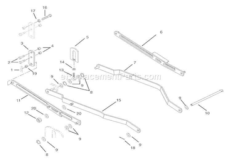 Hanger Arm 40" Diagram and Parts List for 936027 000101 Ariens Lawn Tractor