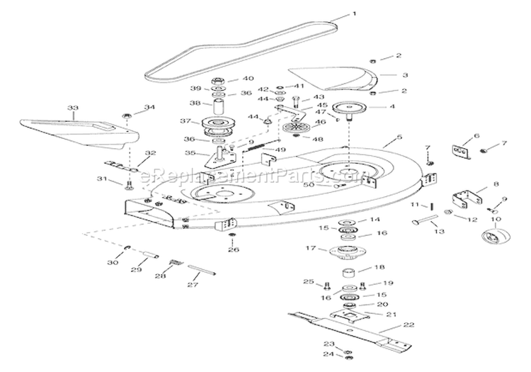 Rotary Mower 40" Diagram and Parts List for 936014 000101 Ariens Lawn Tractor