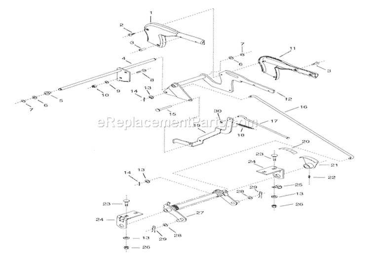 Attachment Lift Diagram and Parts List for 936014 000101 Ariens Lawn Tractor