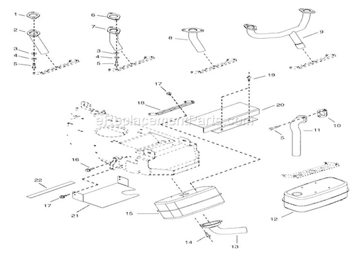 Exhaust Diagram and Parts List for 936014 000101 Ariens Lawn Tractor