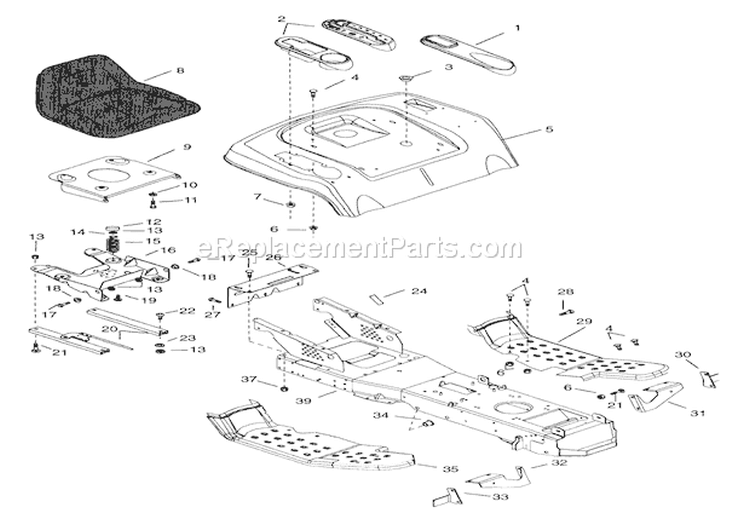 Frame & Rear Lawn Tractor Diagram and Parts List for 936014 000101 Ariens Lawn Tractor