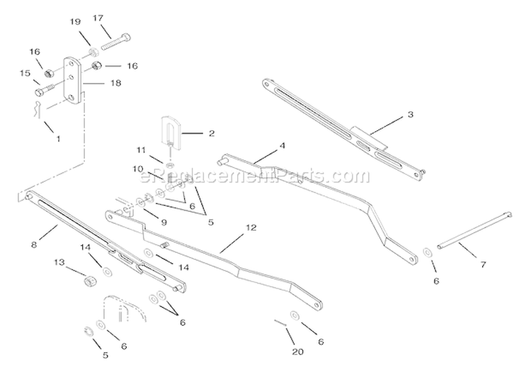48" Hanger Arm Diagram and Parts List for 936024 000101 Ariens Lawn Tractor