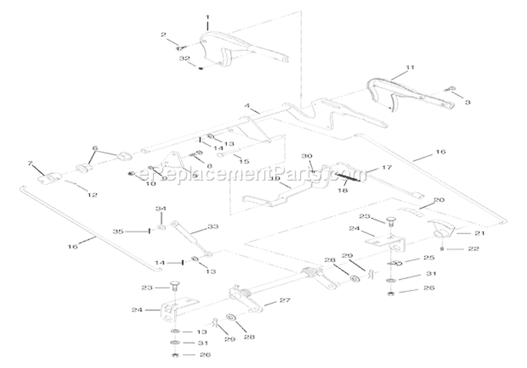 Attachment Lift Diagram and Parts List for 936023 000101 Ariens Lawn Tractor
