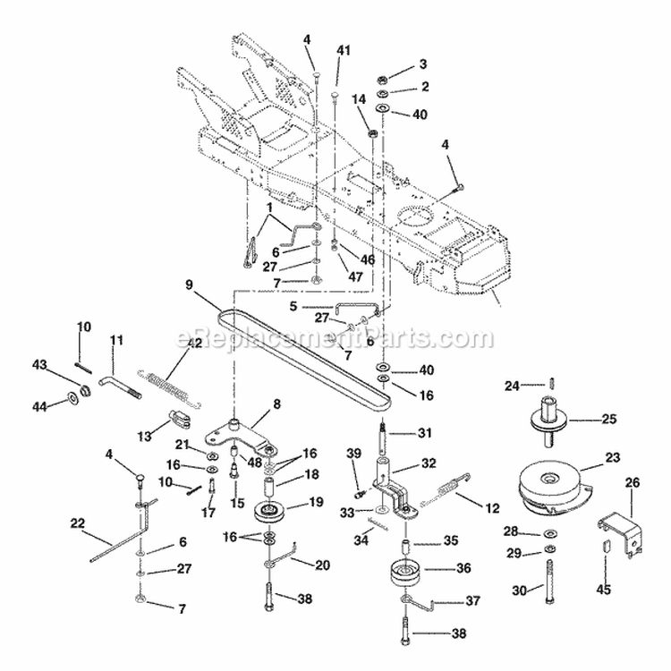 Drive Belt Diagram and Parts List for 934026 000101 Ariens Lawn Tractor