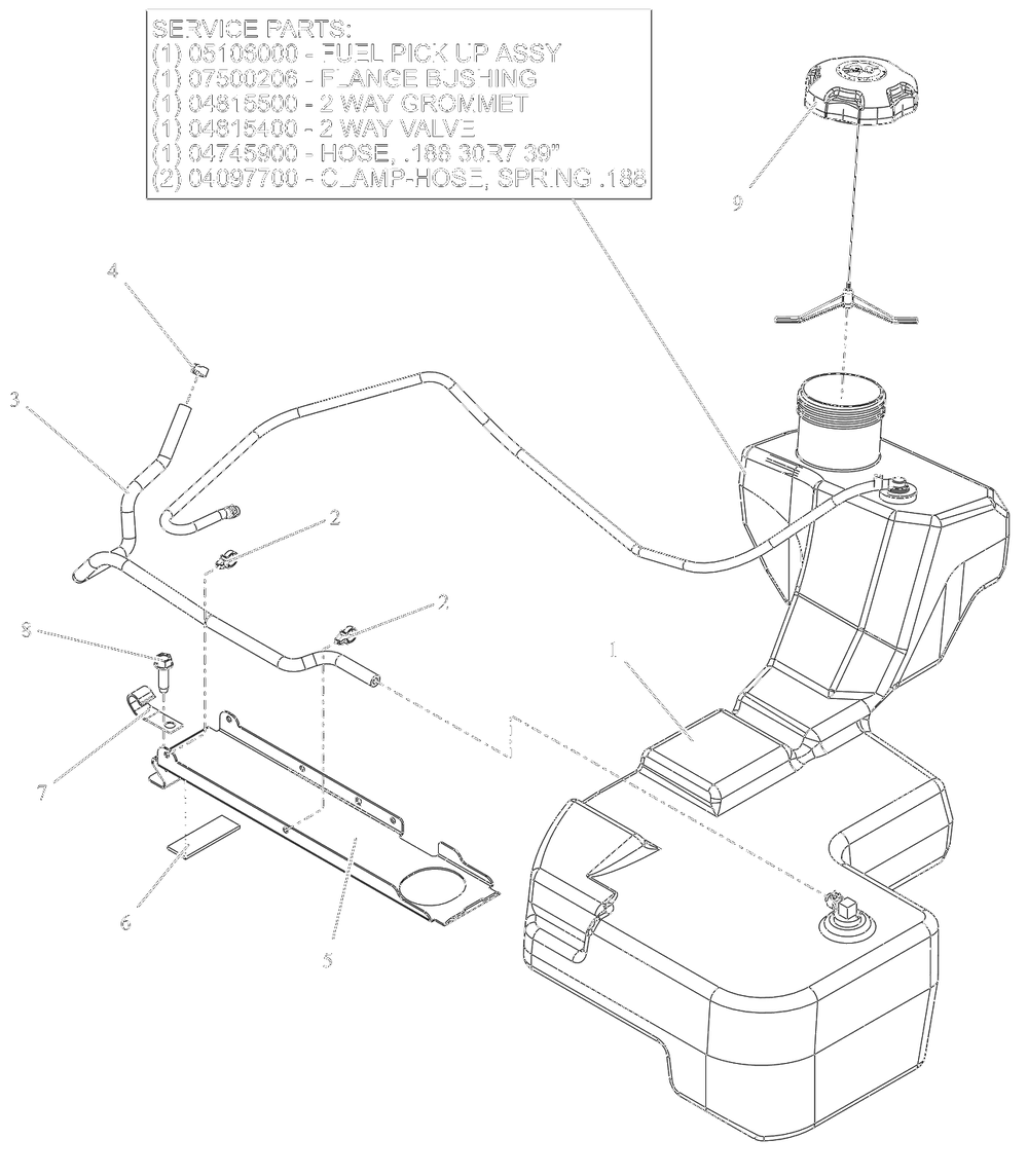 Fuel System - Kawasaki Diagram and Parts List for 991296 100000 + Ariens Lawn Tractor