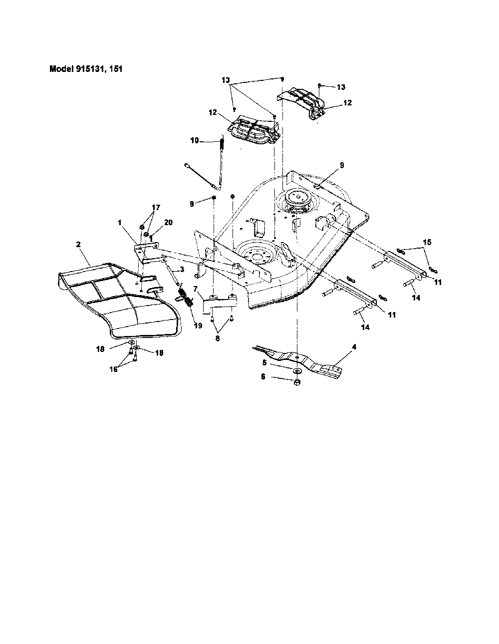 Belt covers/blades Diagram and Parts List for 91514100  Ariens Lawn Mower