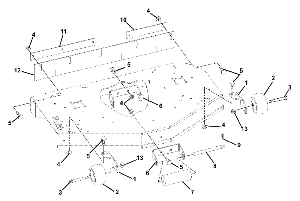 Mower Brackets And Rollers Diagram and Parts List for 915067 (010000 & Above)(1740) Ariens Lawn Tractor