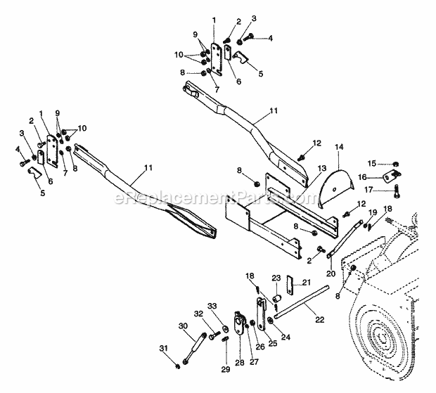 Sno-Thro Frame Diagram and Parts List for 834018 000101 Ariens Lawn Tractor