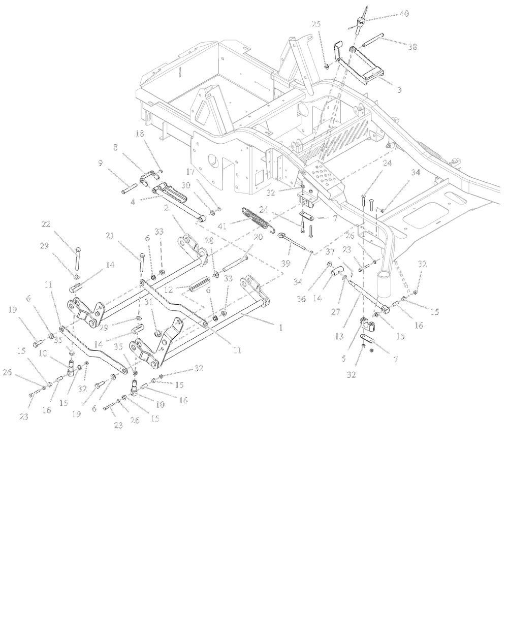 Deck Lift - Rh Diagram and Parts List for 997312 000101 - 001499 Ariens Lawn Tractor