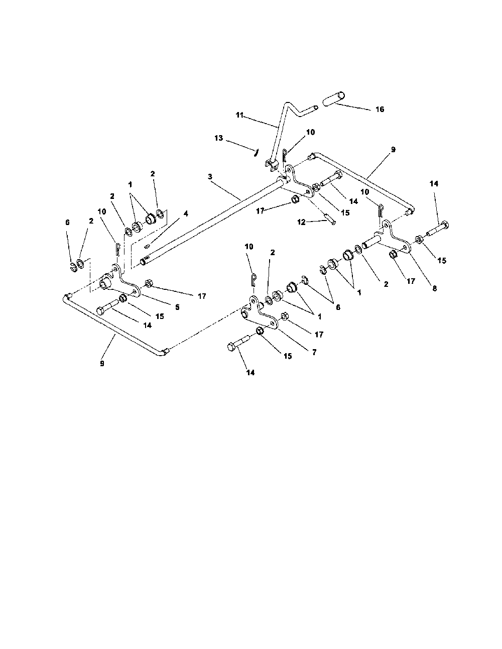 Mower deck lift Diagram and Parts List for 91600200  Ariens Lawn Mower