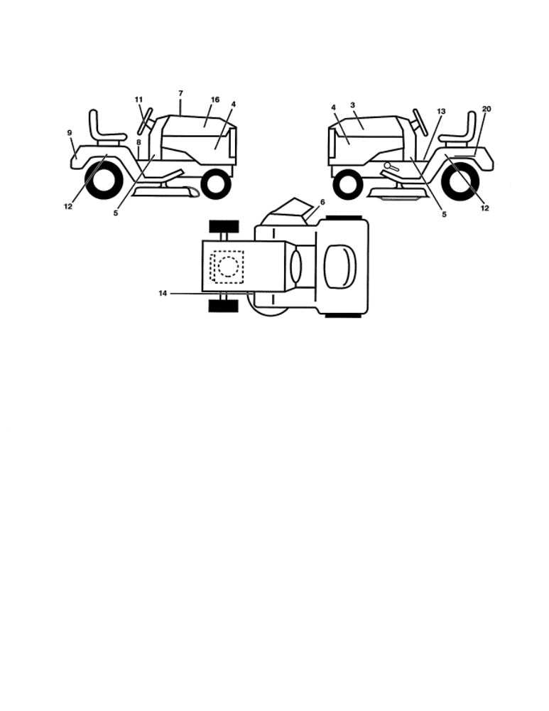 Decals Diagram and Parts List for 96046000100  Ariens Lawn Tractor