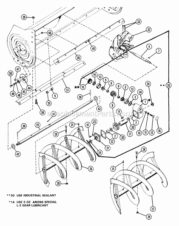 Sno-Thro 36 Diagram and Parts List for 835006 000101 Ariens Lawn Tractor