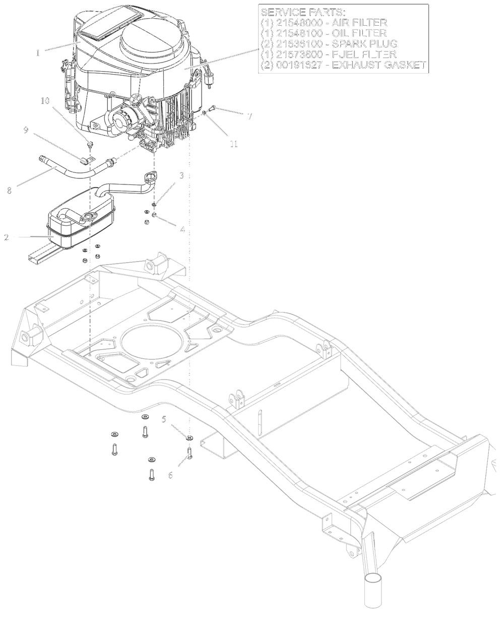 Engine - Kawasaki Fr691 Diagram and Parts List for 991296 100000 + Ariens Lawn Tractor