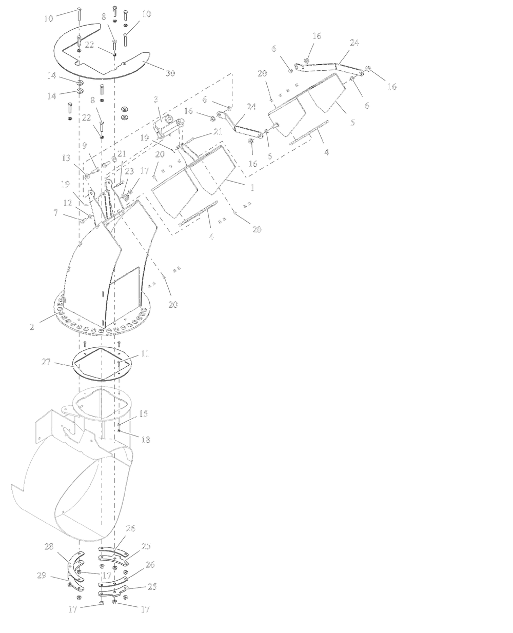 Chute Diagram and Parts List for 851301 000101 Ariens Lawn Tractor Accessories