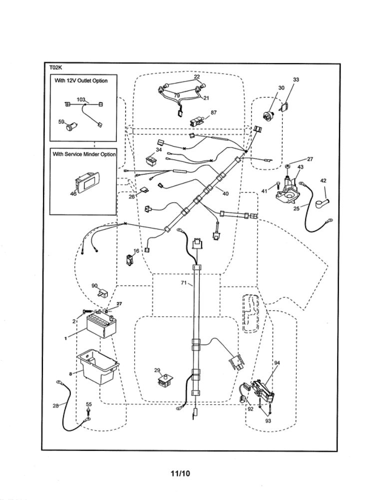 Electrical Diagram and Parts List for 96046000100  Ariens Lawn Tractor