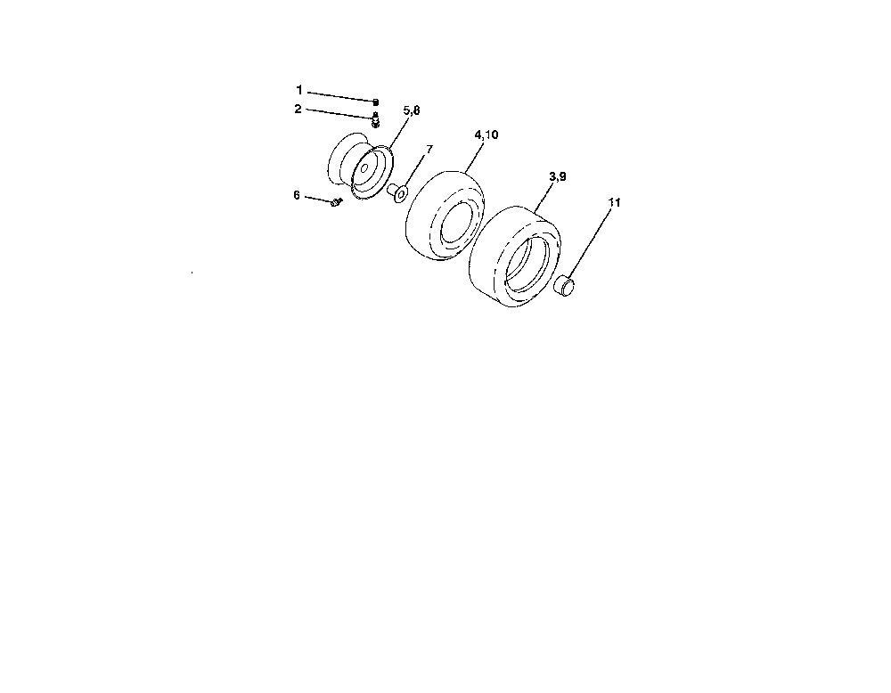 Wheels And Tires Diagram and Parts List for A175BG42 96016002101 Ariens Lawn Tractor