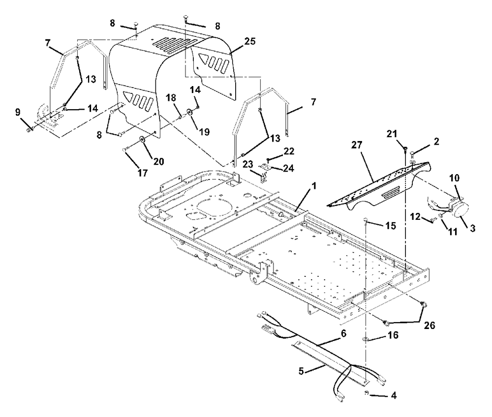 Frame, Hood And Footrest Diagram and Parts List for 915067 (010000 & Above)(1740) Ariens Lawn Tractor