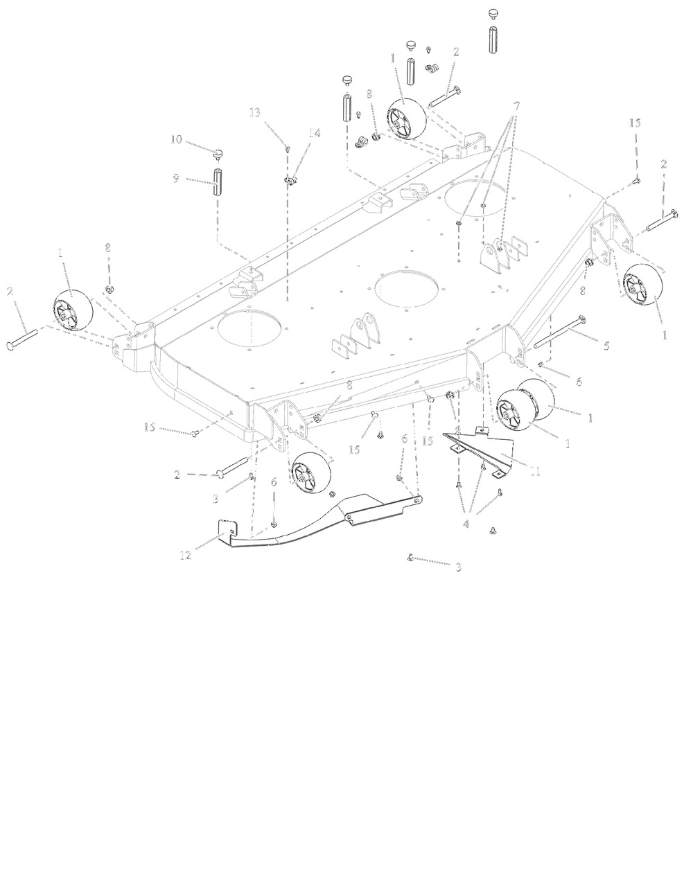 Anti-Scalp Wheels And Baffles - 60-Inch - Rd Diagram and Parts List for 997314 001500 - 001999 Ariens Lawn Tractor