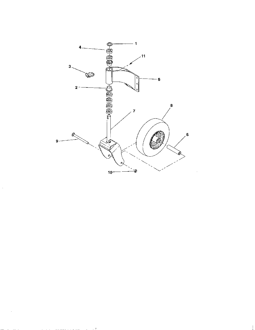 Wheel & strut Diagram and Parts List for 99460400  Ariens Lawn Mower