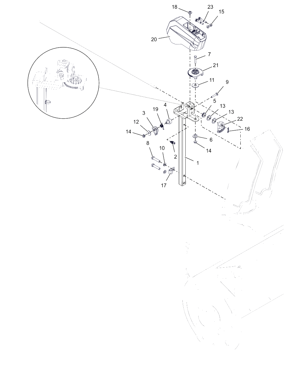 Discharge Chute Controls Diagram and Parts List for 926093 000101 & Above Ariens Snow Blower