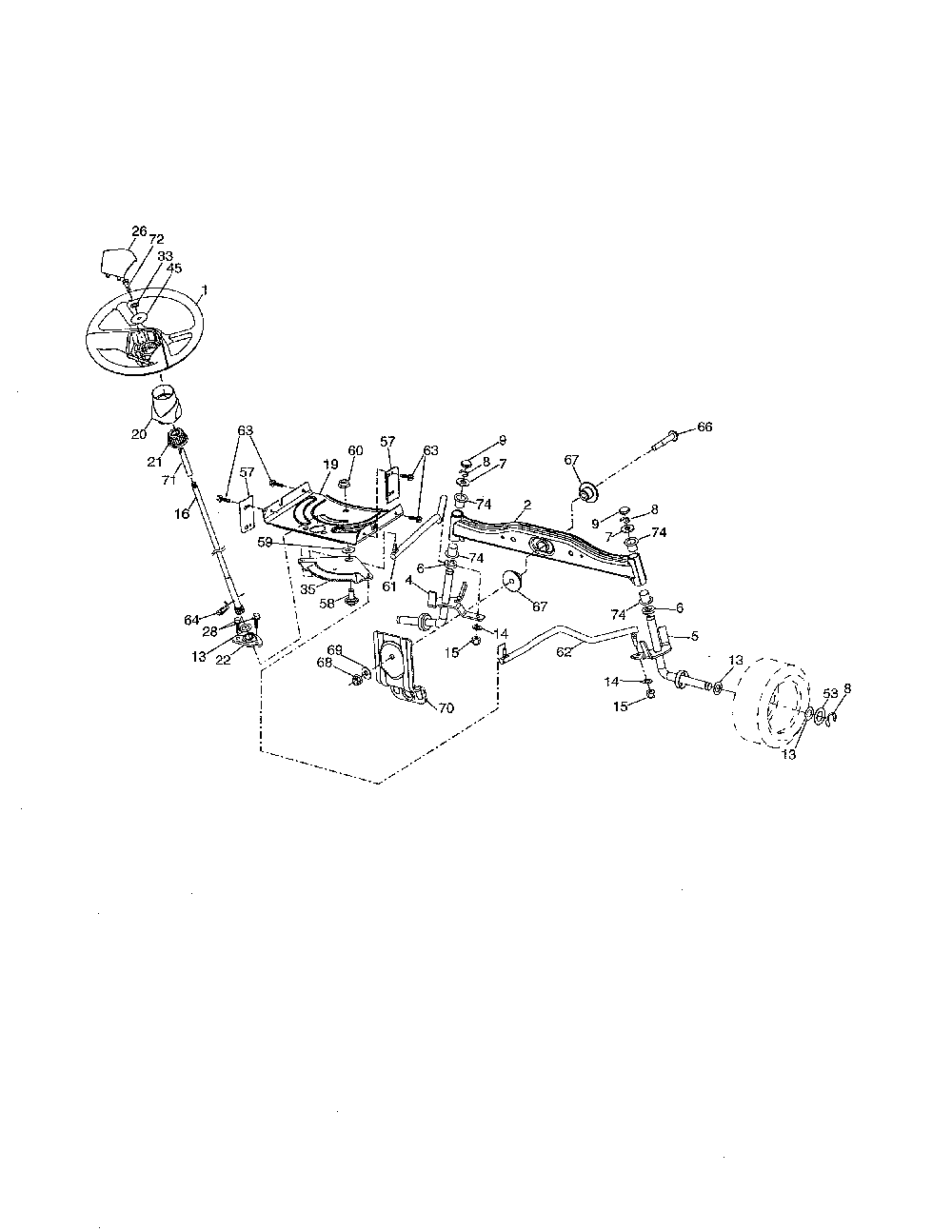 Steering Diagram and Parts List for 93603800  Ariens Lawn Tractor