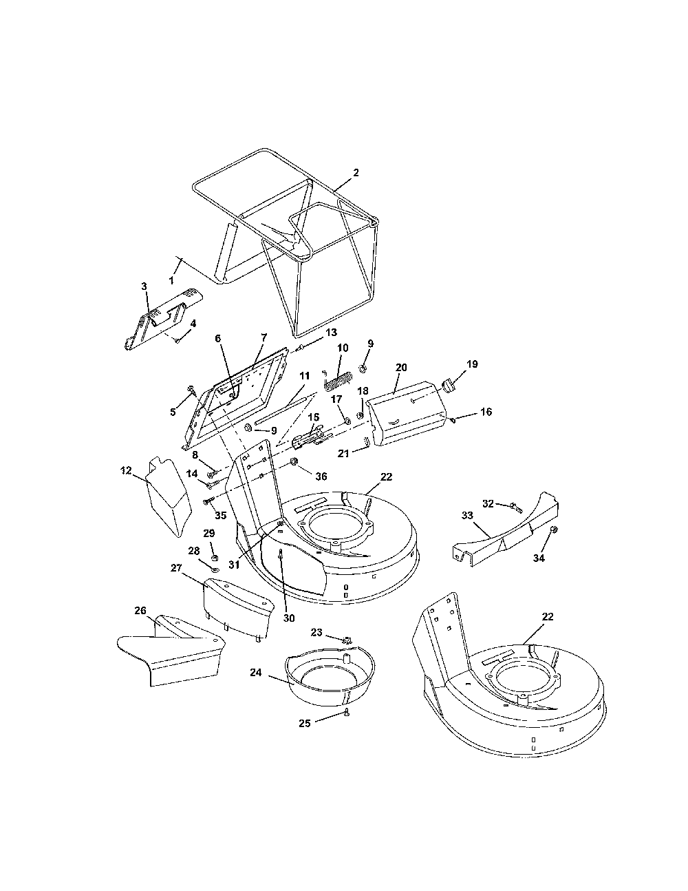 Mower pan/bag Diagram and Parts List for 91116000 101-1137 Ariens Lawn Mower