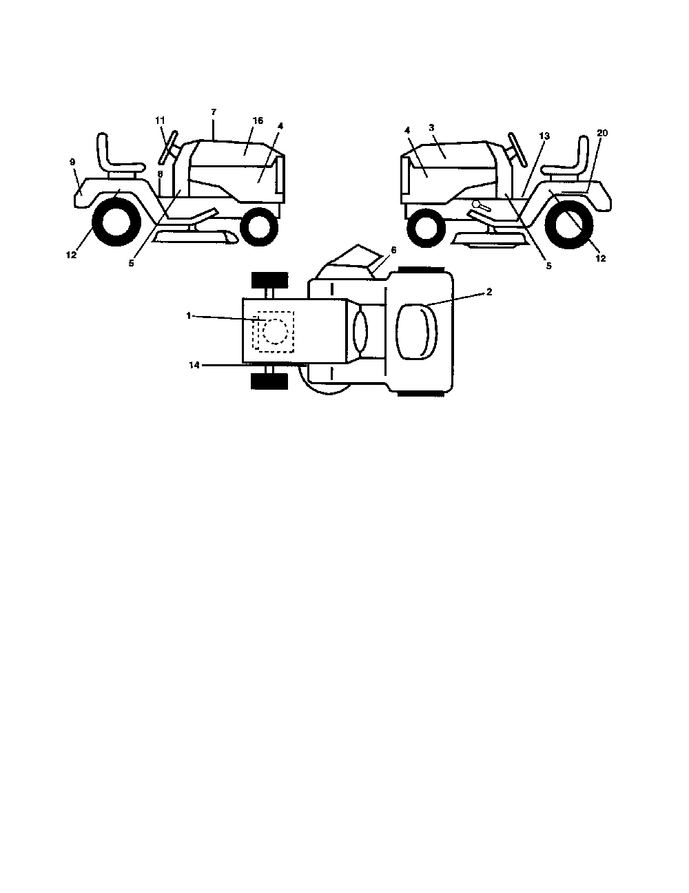 Decals Diagram and Parts List for 93604800  Ariens Lawn Tractor