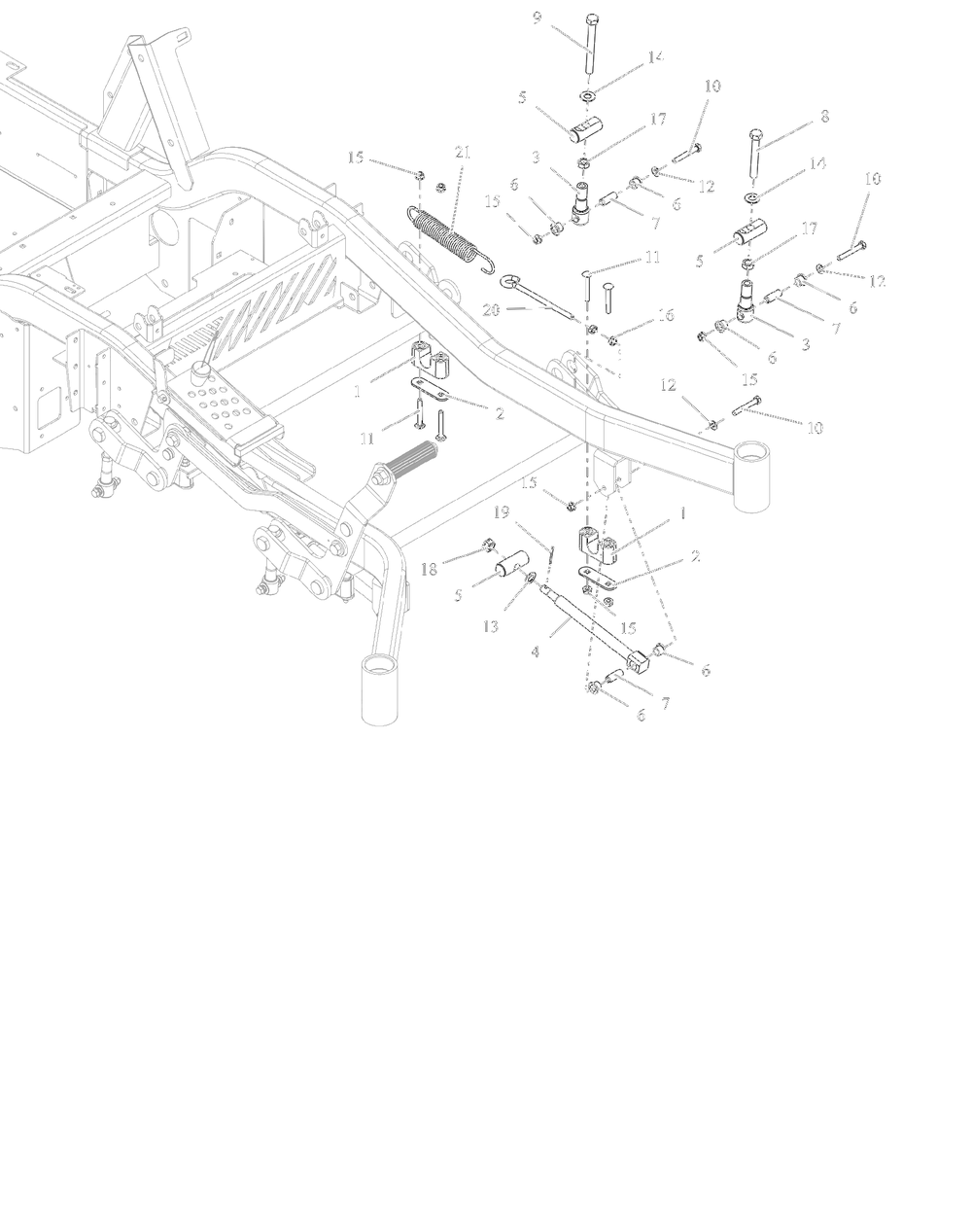 Deck Lift - Lh Diagram and Parts List for 997312 000101 - 001499 Ariens Lawn Tractor