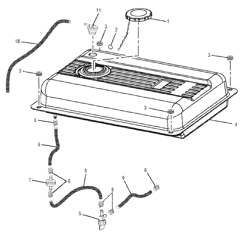 Fuel Tank Diagram and Parts List for 986059 002001 & Above Ariens Generator