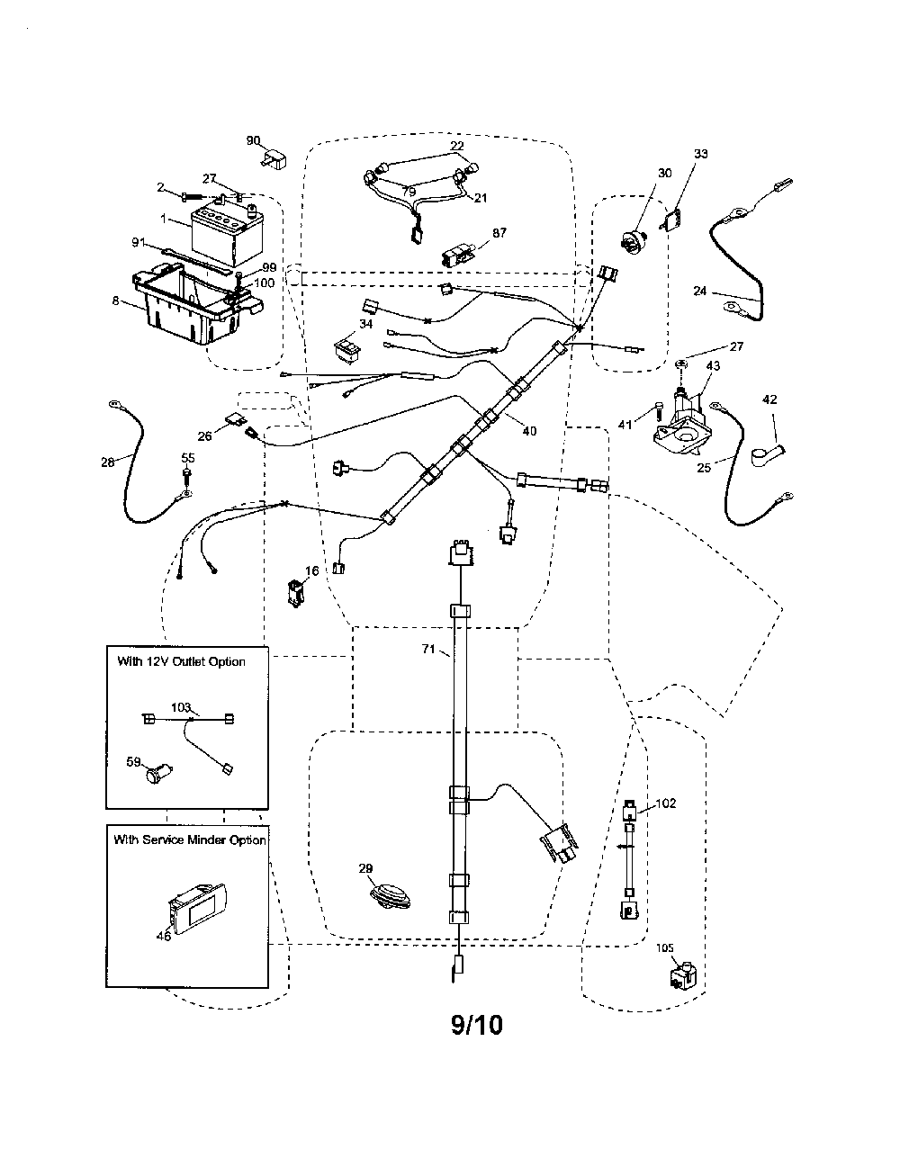 Electrical Diagram and Parts List for A2346YT 96046001900 Ariens Lawn Tractor