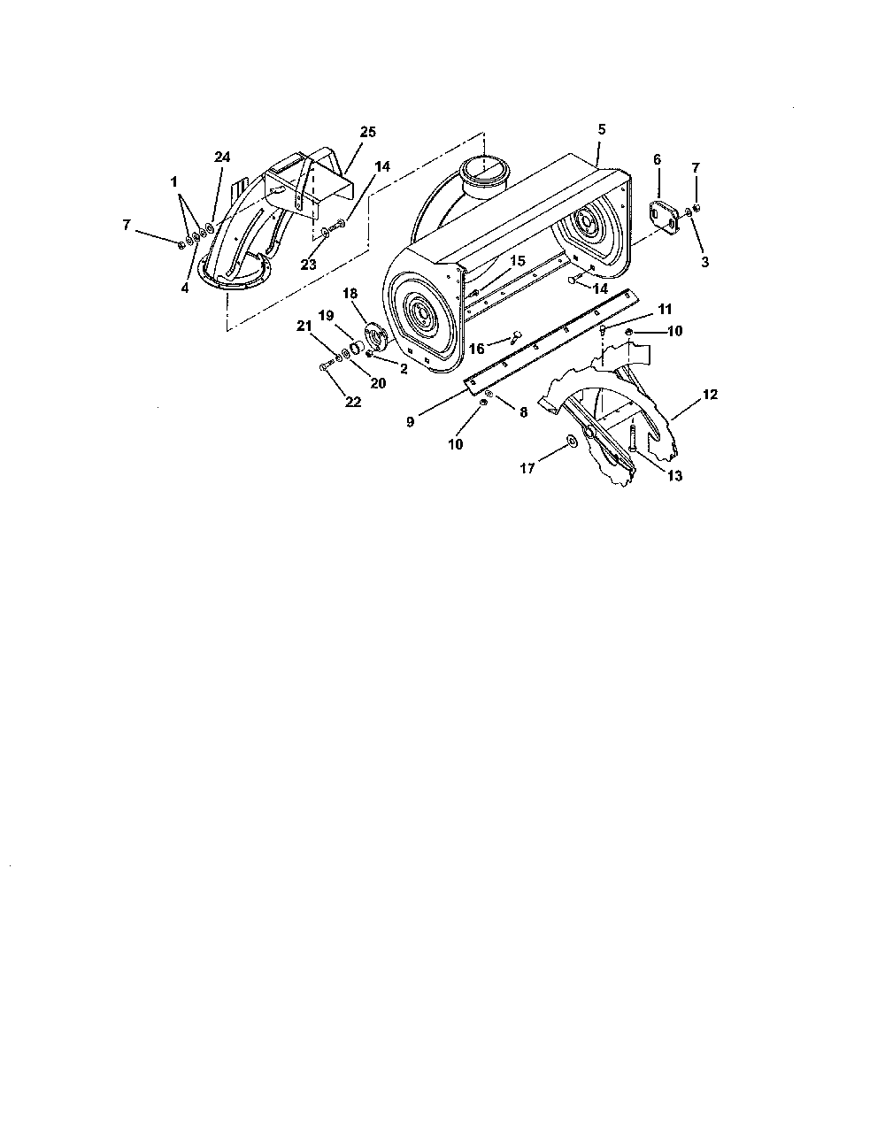 Auger/Chute Diagram and Parts List for 93210400 101-999999 Ariens Snow Blower