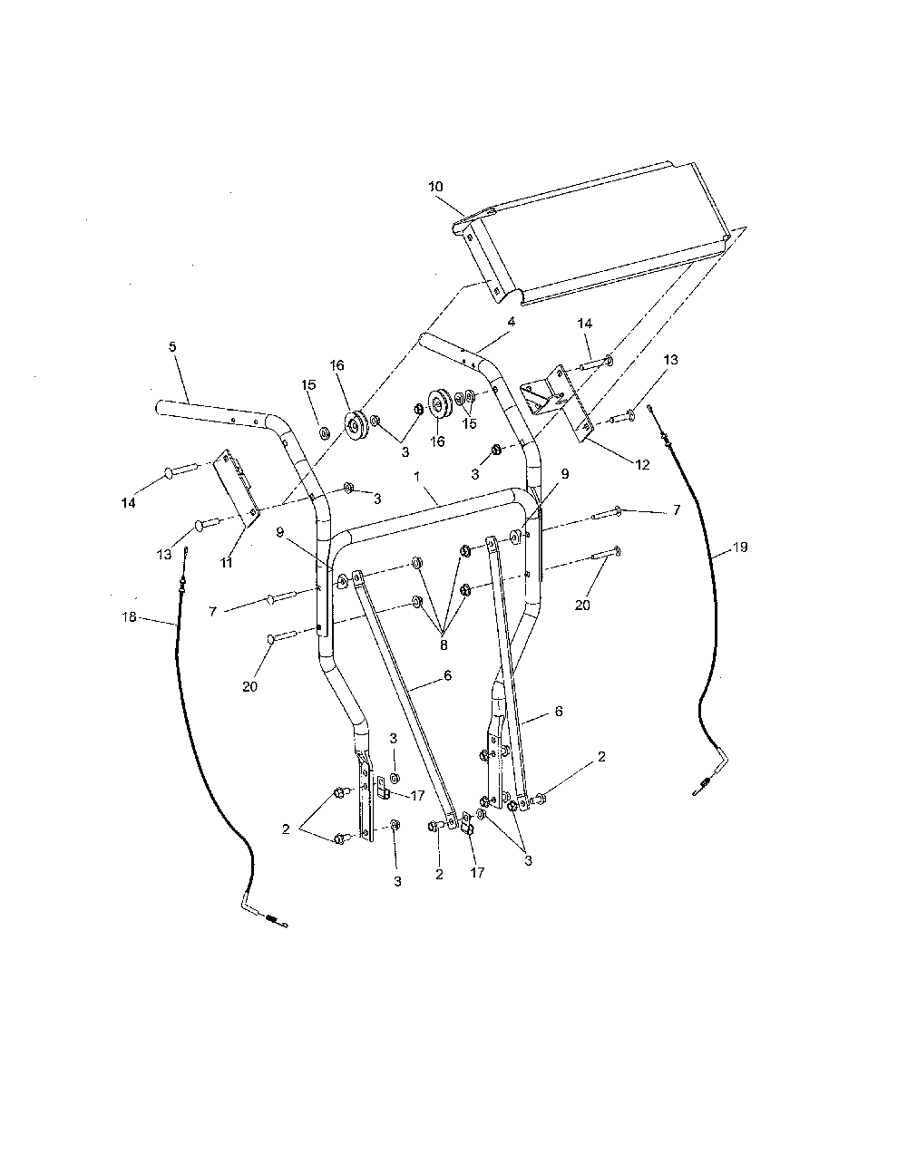 Handlebars Diagram and Parts List for 91140300 2000-999999 Ariens Lawn Mower