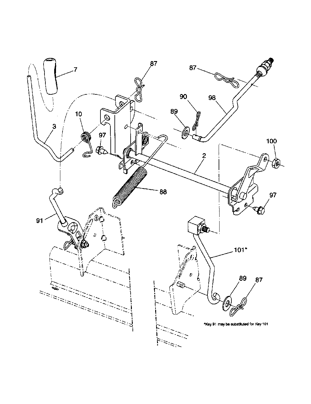 Mower lift Diagram and Parts List for 93604200  Ariens Lawn Tractor