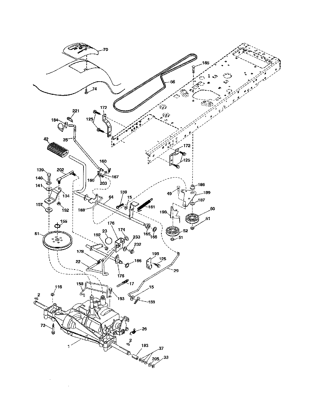 Drive Diagram and Parts List for 93603700  Ariens Lawn Tractor