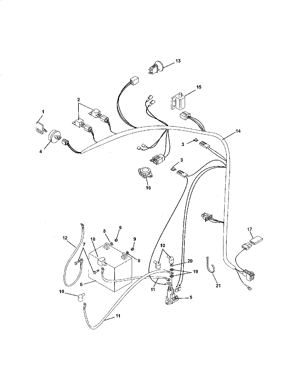Electrical system Diagram and Parts List for 91510100  Ariens Lawn Mower