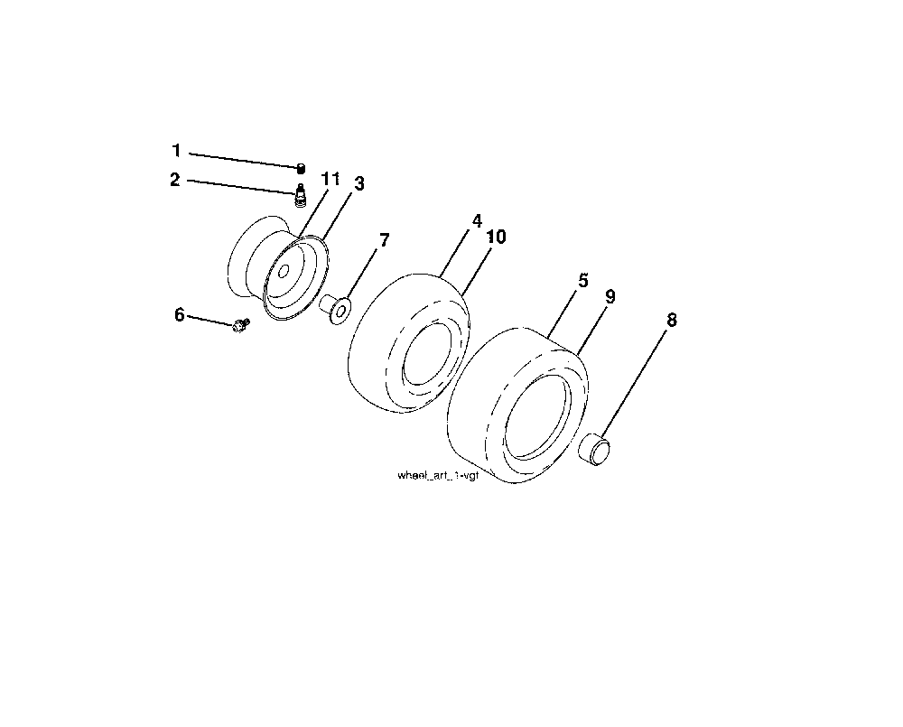 Wheels & tires Diagram and Parts List for A21A42-96046005400  Ariens Lawn Tractor